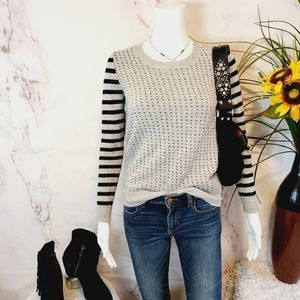 Madewell hearts with stripe sleeves cotton blend sweater